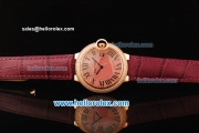 Cartier ballon bleu de Cartier Swiss Quartz Movement Rose Gold Case with Diamond Bezel and Pink Leather Strap