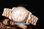 Rolex Day-Date II Swiss ETA 2836 Automatic Movement Full Rose Gold with Rose Gold Dial and Roman Numeral Hour Markers