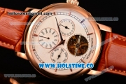 Vacheron Constantin Malte Tourbillon Asia Automatic Rose Gold Case with White Dial Brown Leather Strap - Stick Markers