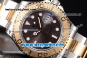 Rolex Yacht-Master 40 Clone Rolex 3135 Automatic Two Tone Case/Bracelet with Grey Dial and Dot Markers (BP)