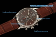 Patek Philippe Complicated Chronograph Swiss Quartz Movement Steel Case with Brown Dial and Brown Leather Strap
