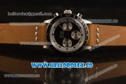 Rolex Daytona Vintage Edition Chrono Miyota OS20 Quartz Steel Case Steel Bezel with Black Dial and Brown Leather Strap