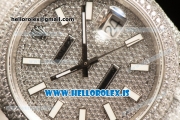 Rolex Day Date II Steel Case With All Diamond Roman ETA 2836 Auto Best Edition