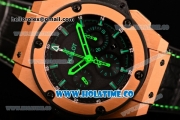 Hublot King Power Chrono Swiss Valjoux 7750 Automatic Rose Gold Case with Black Dial and Green Stick Markers