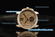 Cartier Calibre Swiss Tourbillon Manual Winding Movement Steel Case with Black Leather Strap