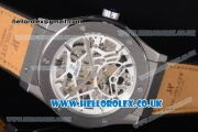 Hublot Classic Fusion Skeleton Asia Automatic Steel Case with Skeleton Dial and Brown Leather Strap