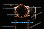 Roger Dubuis Excalibur Knights of the Round Table II Citizen 6T51 Manual Winding Rose Gold Case with Black Jade Dial and Black Leather Strap - (AAAF)