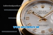 Rolex Day-Date II Asia Automatic Two Tone Case/Bracelet with Silver Dial and Yellow Gold Markers