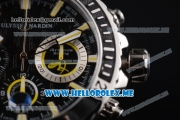 Ulysse Nardin Maxi Marine Diver Miyota OS20 Quartz Steel Case with Black Dial and Black Rubber Strap Yellow Markers