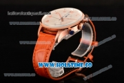 IWC Portuguese Chrono Miyota Quartz Rose Gold Case with Orange Leather Strap White Dial and Arabic Numeral Markers