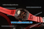 Richard Mille RM 11-02 Swiss Valjoux 7750 Automatic Carbon Fiber Case with Skeleton Dial and Red Rubber Strap