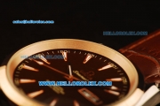 Omega Seamaster Co-Axial 150 M Automatic Rose Gold Case with Brown Dial and Brown Leather Strap