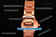 Cartier Rotonde De Miyota Quartz Rose Gold Case/Bracelet with Diamonds Bezel White Dial and Black Roman Numeral Markers