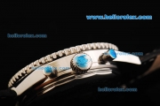 Breitling Navitimer Automatic Movement Silver Case with Black Dial and Silver Stick Marker-Black Leather Strap