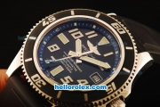 Breitling SuperOcean Swiss ETA 2836 Automatic Steel Case with Black Dial and Numeral markers- Black Rubber Strap