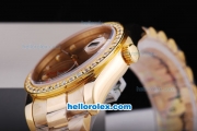 Rolex Datejust Automatic Full Rose Gold with Diamond Bezel-Khaki Dial and Diamond Marking