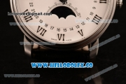 BlancPain Villeret Miyota 9015 Automatic Steel Case with White Dial and Black Leather Strap - (AAAF)