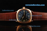 Panerai Radiomir Pam 210 Manual Winding Movement Rose Gold Case with Black Dial and Brown Leather Strap