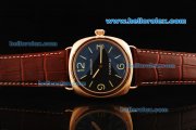 Panerai Radiomir Pam 210 Manual Winding Movement Rose Gold Case with Black Dial and Brown Leather Strap