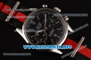 Tag Heuer Carrera Calibre 18 Miyota Quartz Steel Case with Black Dial Stick Markers and Red/Black Nylon Strap