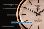 Tag Heuer Carrera Calibre 5 wiss ETA 2824 Automatic Steel Case with Brown Leather Strap and White Dial