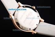 Chopard Happy Sport Quartz Movement Rose Gold Case with Diamond Bezel and White Rubber Strap-Lady Model