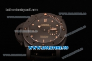 Panerai Luminor Submersible Left Handed Ceramica Clone P.9000 Automatic Ceramic Case with Black Leather Strap and Dot Markers (KW)