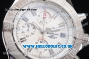 Breitling Avenger Seawolf Chrono Miyota OS10 Quartz Steel Case with White Dial Black Rubber Strap and Stick Markers