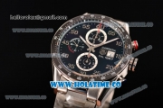 Tag Heuer Carrera Calibre 1887 Automatic Chrono Swiss Valjoux 7750 Automatic Full Steel with Black Dial and Arabic Numeral Markers