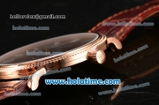 Patek Philippe Calatrava Miyota Quartz Rose Gold Case with Roman Numeral Markers and Brown Dial