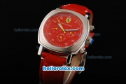 Ferrari Rattrapant Automatic Silver Case with Red Dial and Leather Strap