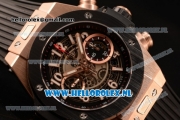 Hublot Big Bang Unico Chrono Swiss Valjoux 7750 Automatic Rose Gold Case with Skeleton Dial and Black Rubber Strap - 1:1 Original