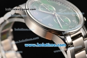 IWC Portuguese Chrono Miyota Quartz Full Steel with Green Dial and Arabic Numeral Markers