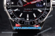 Tag Heuer Aquaracer Calibre 5 Match Timer Premier League Special Edition Miyota Quartz Steel Case with Black Dial and Black Leather Strap Stick Markers