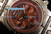 Breitling Chronomat B01 Swiss Valjoux 7750 Automatic Movement Full Steel with Brown Dial and Silver Roman Markers