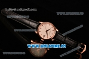 Patek Philippe Calatrava Miyota 9015 Automatic Rose Gold Case with Brown Leather Strap and White Dial - Stick Markers