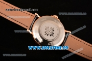 Patek Philippe Calatrava Miyota Quartz Rose Gold Case with Diamonds Bezel and Black Dial - White Roman Numeral Markers