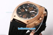 Bell & Ross BR 02 Rose Gold Case with Black Dial and Orange Marking