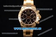 Rolex Cosmograph Daytona Clone Rolex 4130 Automatic Yellow Gold Case/Bracelet with Blac Dial and Stick Markers (BP)