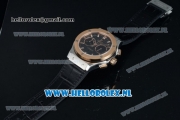 Hublot Classic Fusion Chronograph Swiss Valjoux 7750 Automatic Rose Gold Case with Black Dial Stick Markers and Black Genuine Leather Strap