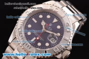 Rolex Yacht-Master Oyster Perpetual Chronometer Automatic with White Case and Bezel--Blue Dial--White Round Bearl Marking--Small Calendar