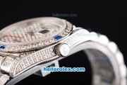 Rolex Day Date Swiss ETA 2836 Automatic Movement Full Steel with Full Diamond and Blue Diamond Markers