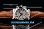 Rolex Daytona Chrono Clone Rolex 4130 Automatic Steel Case with White Dial and Brown Leather Strap (EF)