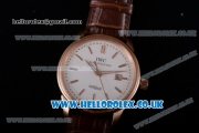 IWC Ingenieur Miyota 8205 Automatic Rose Gold Case with White Dial Stick Markers and Brown Leather Strap (YF)