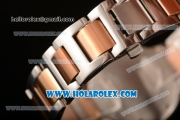 Cartier Rotonde De Miyota Quartz Two Tone Case with Silver Dial and Rose Gold/Steel Bracelet