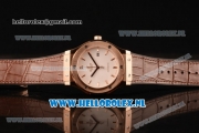 Hublot Classic Fusion 9015 Auto Rose Gold Case with White Dial and Brown Leather Strap