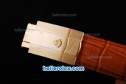 Rolex Datejust Automatic Movement Full Gold Case with Sliver Dial and Brown Leather Strap