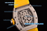 Richard Mille RM036 ST28-UP Automatic Steel Case with White Markers Yellow Rubber Strap and Skeleton Dial - 7750 Coating