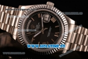 Rolex Day-Date II Asia 2813 Automatic Steel Case/Bracelet with Black Dial and Roman Numeral Markers