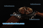 Hublot Big Bang Swiss Valjoux 7750 Automatic Movement Full Ceramic with Brown Dial and Brown Rubber Strap - 1:1 Original